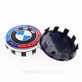 Колпачок заглушка в литые диски Юбилейные 50 лет BMW БМВ Motorsport надпись по кругу Триколор 56 мм