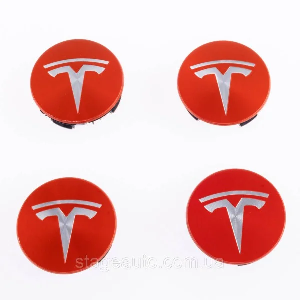 Ковпачки заглушки в литі диски TESLA Тесла 58 мм Червоні 6005879-00-A, TLB0011 комплект