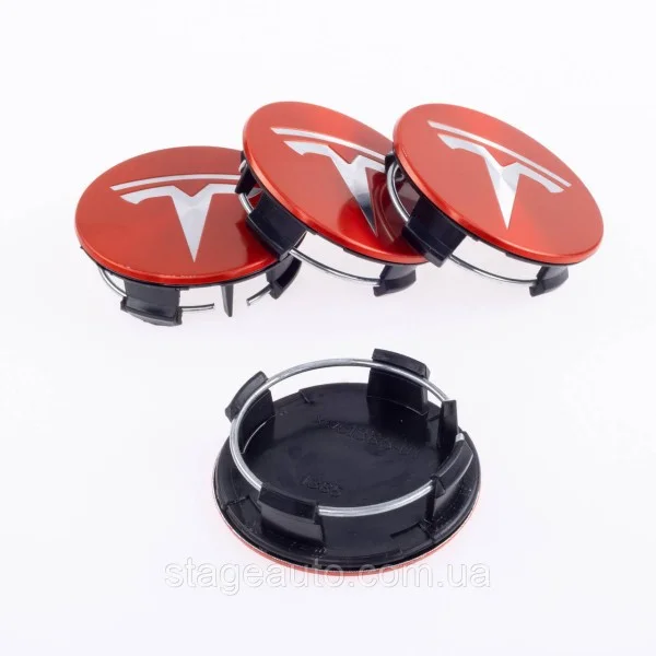 Ковпачки заглушки в литі диски TESLA Тесла 58 мм Червоні 6005879-00-A, TLB0011 комплект