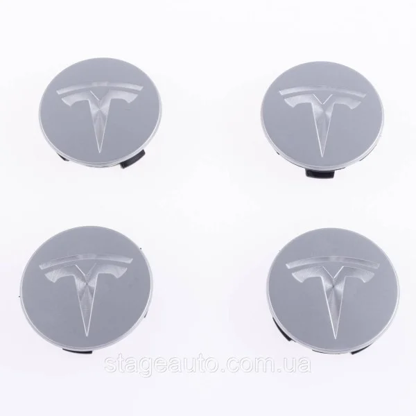 Колпачки заглушки в литые диски TESLA Тесла 58 мм Серебристые 6005879-00-A, TLB0011 комплект