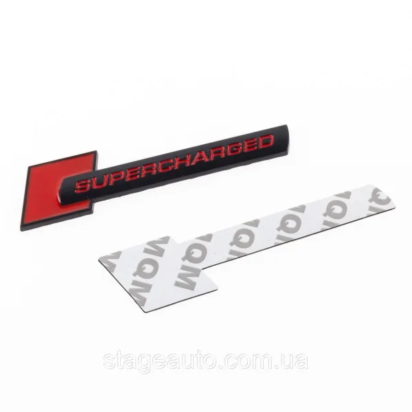 Emblem nameplate on wings, inscription badge on the wing Audi Audi Supercharged Supercharged Black + red pair 2 pcs