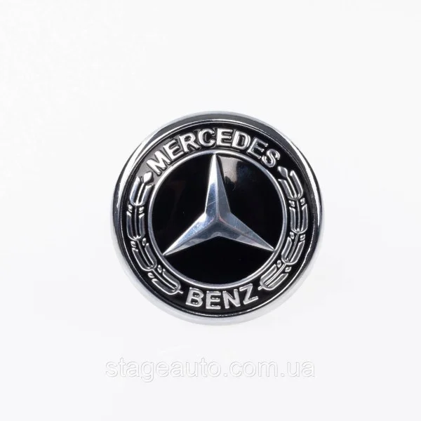 Эмблема в капот Mercedes Benz, значок на капот Мерседес 45 мм Черный W205, W213, C238