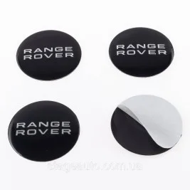 Наклеювання на ковпачки заглушки в диски Range Rover Рендж Ровер 56 мм Чорні 4 шт