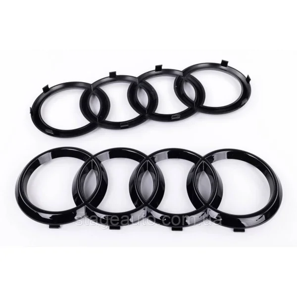 Front radiator grille emblem Audi 273*94 mm Black rings