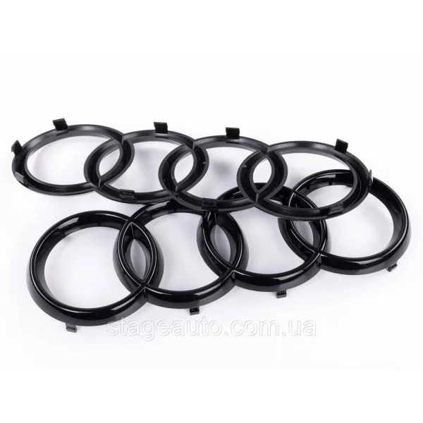 Front radiator grille emblem Audi 273*94 mm Black rings
