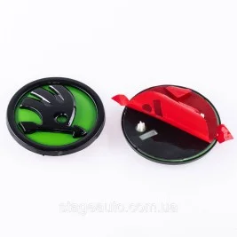 Emblem badge on the hood, trunk Skoda Skoda 80mm black green 5JD853621A