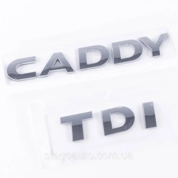 Trunk emblem plates CADDY TDI, CADDI TDI chrome (set)