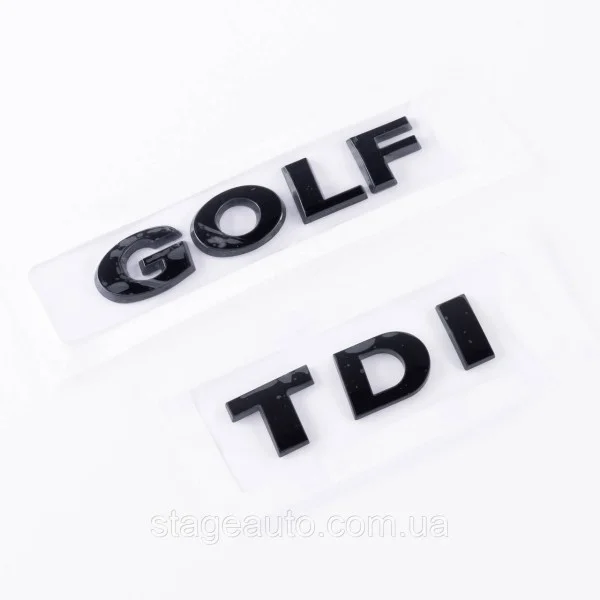 Шильдики емблеми на багажник GOLF TDI, ГОЛЬФ ТДІ чорний (комплект)