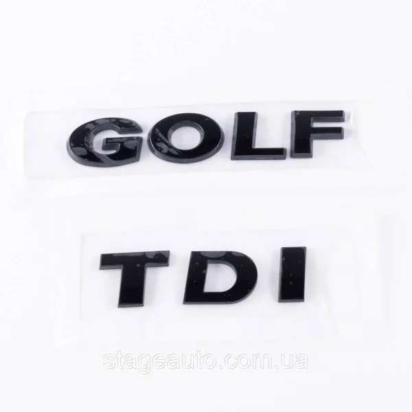Шильдики емблеми на багажник GOLF TDI, ГОЛЬФ ТДІ чорний (комплект)