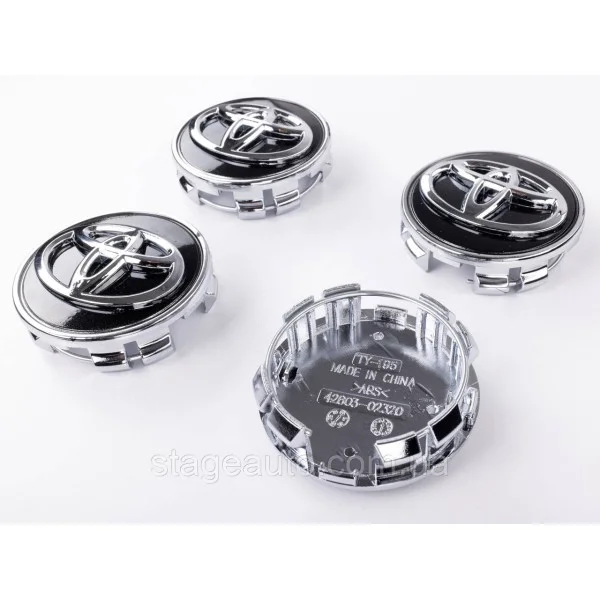 Caps plugs for alloy wheels TOYOTA Toyota, 62 mm Black, chrome logo 42603-02320