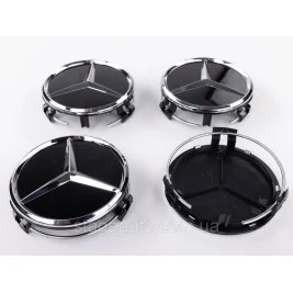 Caps plugs for Mercedes Benz disks Mercedes 75 mm Black Gloss + chrome A2204000125